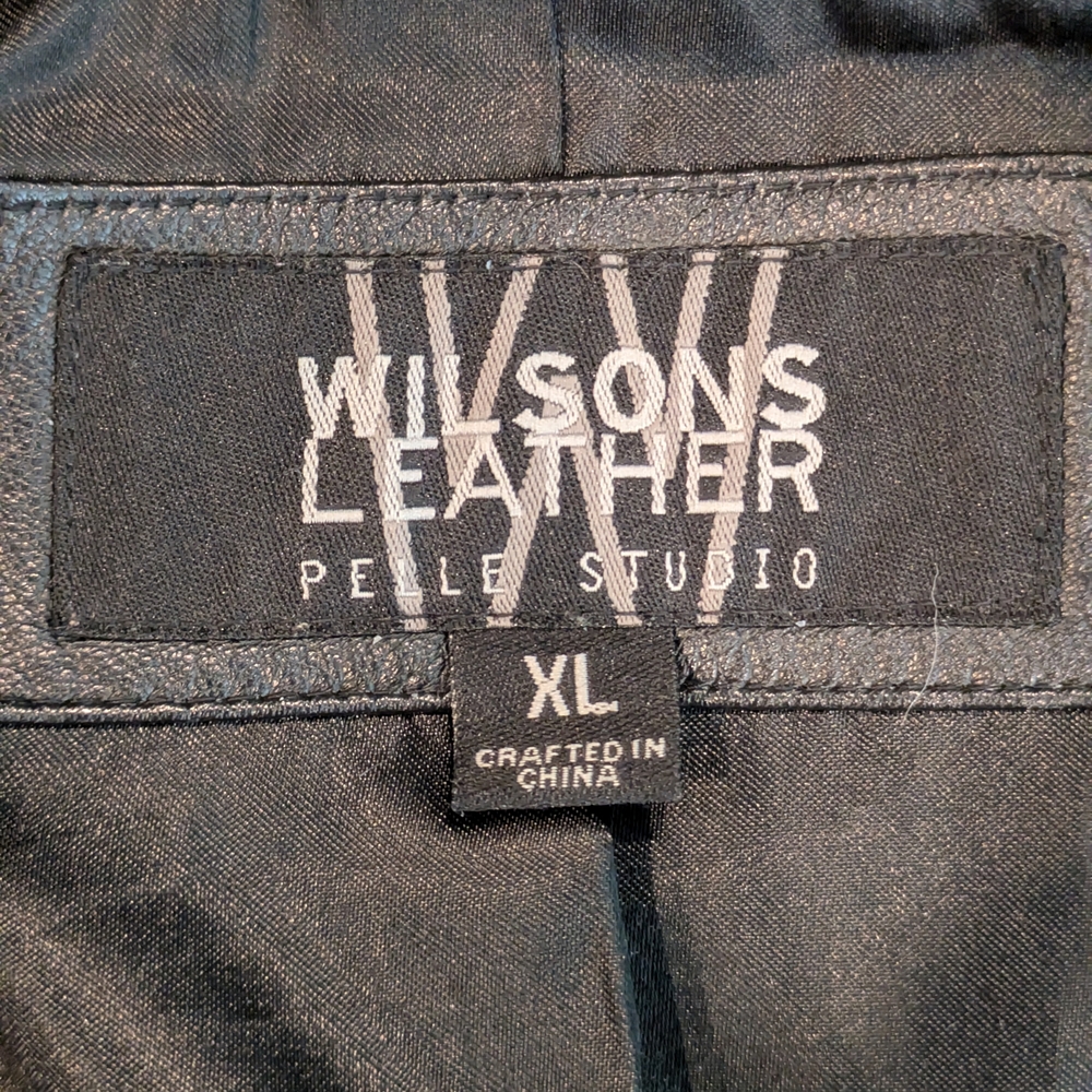 Wilsons Leather Pelle Studio Black Genuine Leather Jacket Button Front XL - Picture 5 of 11